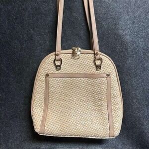 Woven Straw Beige Shoulder Bag Womens Handbag Purse Wicker Tote